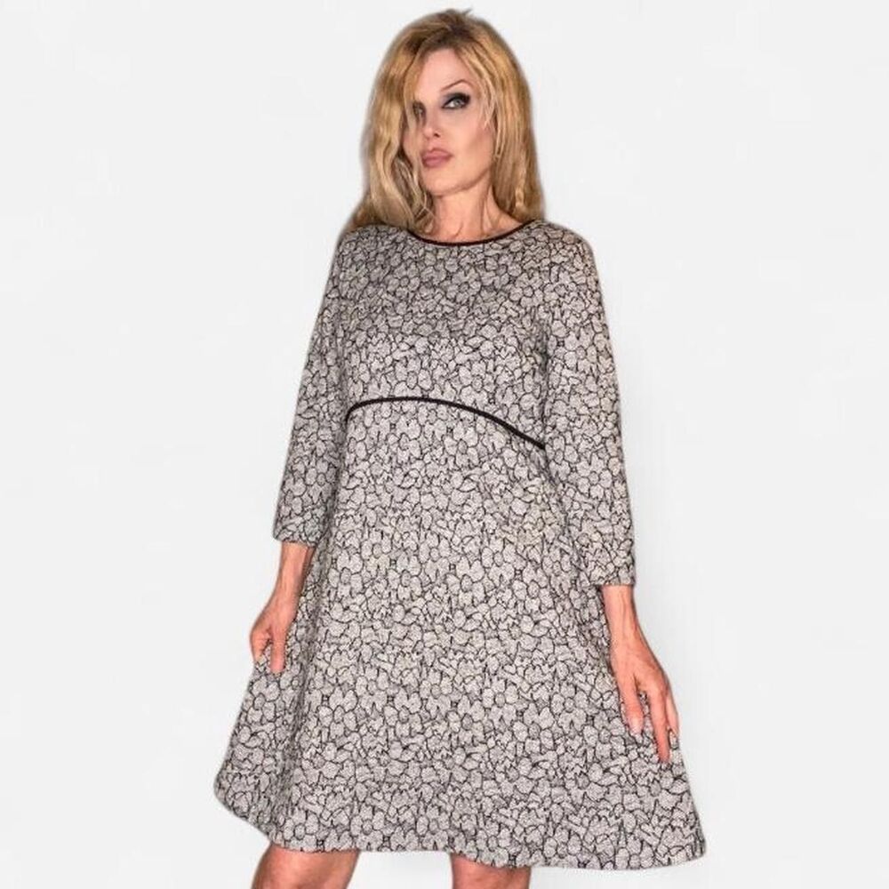 Tommy Hilfiger Women's Gray and Black High Neck Knit Long Sleeve Dress Size 10